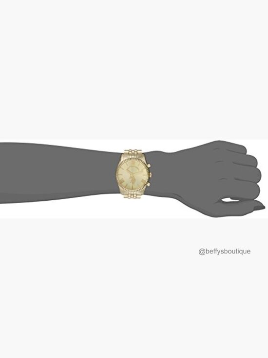 Gold-Tone Quartz Wrist Watch with Roman Numerals and Crystal Accents main image 4